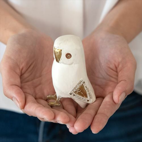 フクロウ スモール オブジェ ふくろう ウッド 真鍮 [94220-br 94220-iv