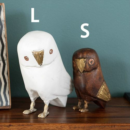 フクロウ ラージ オブジェ ふくろう ウッド 真鍮 [94221-br 94221-iv