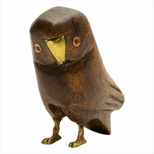 フクロウ ラージ オブジェ ふくろう ウッド 真鍮 [94221-br 94221-iv