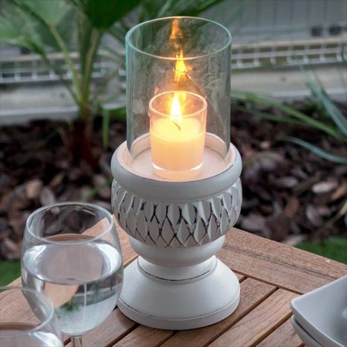 ガラスとウッドの筒形のキャンドルホルダー(12800)【 キャンドル