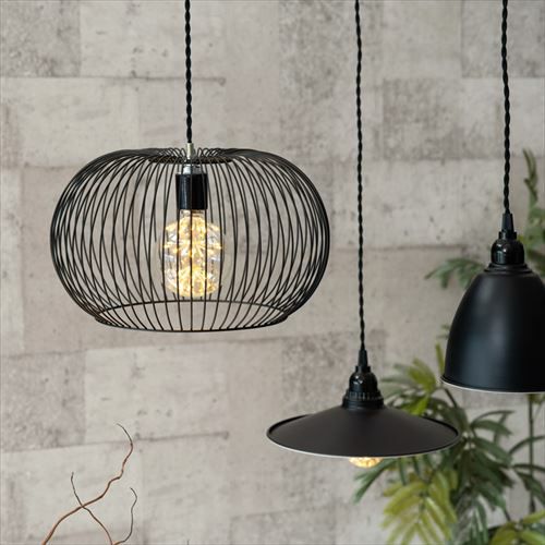 ワイヤー ランプシェード led E26 レトロ スフィアー ブラック [66901