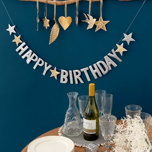 メール便対応】ガーランド 誕生日 [HAPPY BIRTHDAY] ロゴ アルミ製