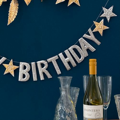 メール便対応】ガーランド 誕生日 [HAPPY BIRTHDAY] ロゴ アルミ製