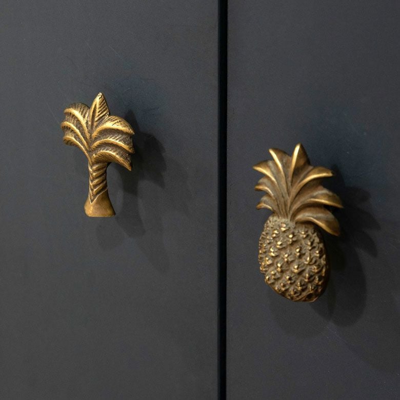 取っ手 ヤシの木型 Mサイズ 幅4.5cm 高さ6cm アンティーク風 真鍮製