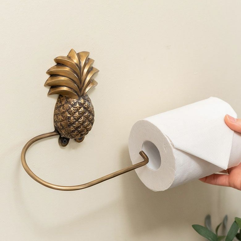 トイレットペーパーホルダー パイナップル型 幅約15cm アンティーク風