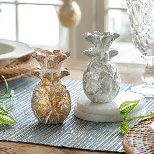 木彫りパイナップル ウッドパイン 天然木 約5.5×5.5×9cm パイナップル