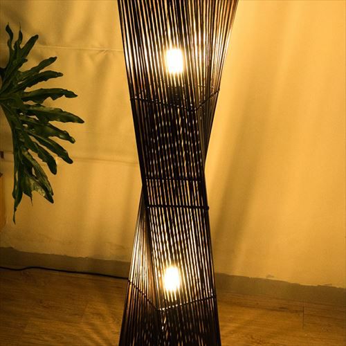 フロアライト ツイストタイプ Lサイズ バンブー製 LED 対応 高さ約