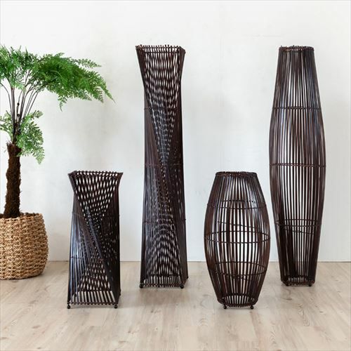 フロアライト ツイストタイプ Lサイズ バンブー製 LED 対応 高さ約