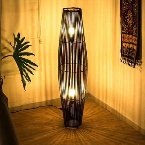 フロアライト ツイストタイプ Lサイズ バンブー製 LED 対応 高さ約