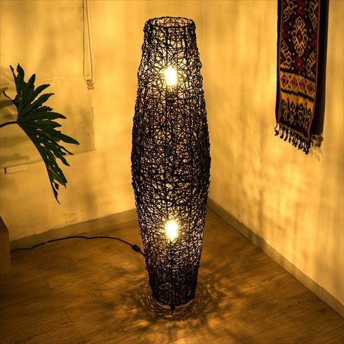 フロアライト ツイストタイプ Lサイズ バンブー製 LED 対応 高さ約