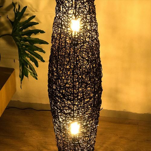 フロアライト リゾート 照明 ライト コクーンタイプ Lサイズ 籐 ラタン