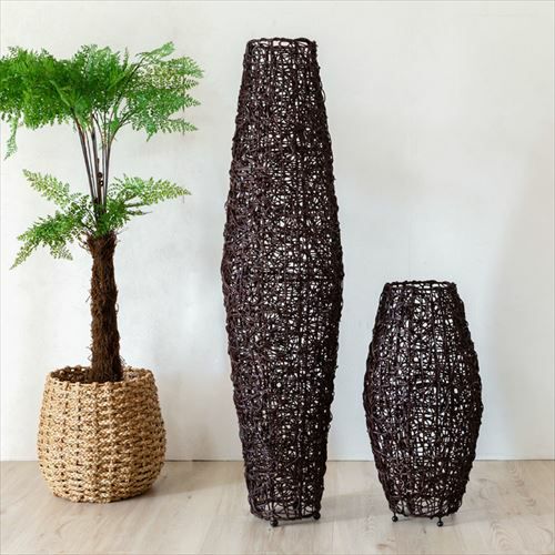 フロアライト リゾート 照明 ライト コクーンタイプ Lサイズ 籐 ラタン