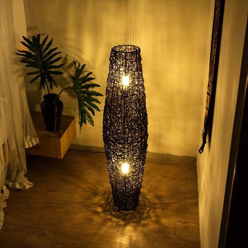 フロアライト リゾート 照明 ライト コクーンタイプ Lサイズ 籐 ラタン