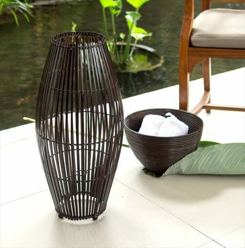 フロアライト コクーンタイプ Mサイズ バンブー製 LED 対応 高さ約60cm