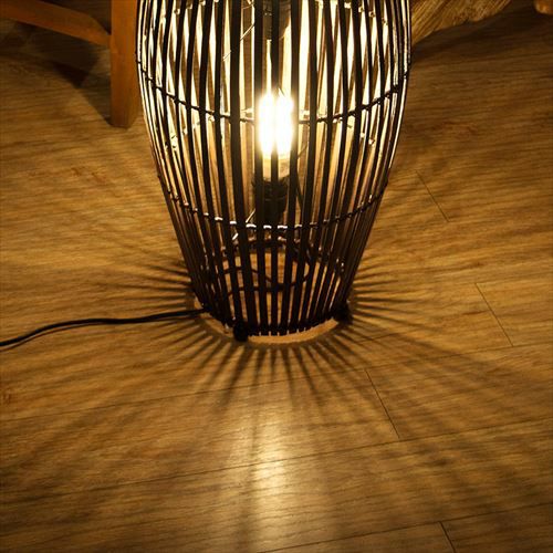 フロアライト コクーンタイプ Mサイズ バンブー製 LED 対応 高さ約60cm
