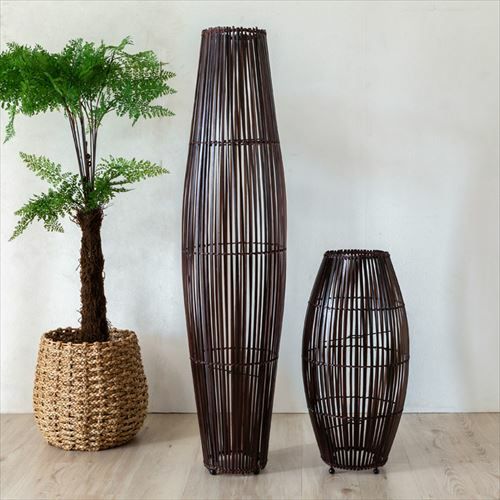 フロアライト コクーンタイプ Mサイズ バンブー製 LED 対応 高さ約60cm