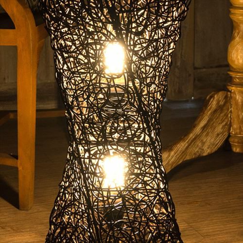 フロアライト リゾート 照明 ライト ツイストタイプ Mサイズ 籐 ラタン