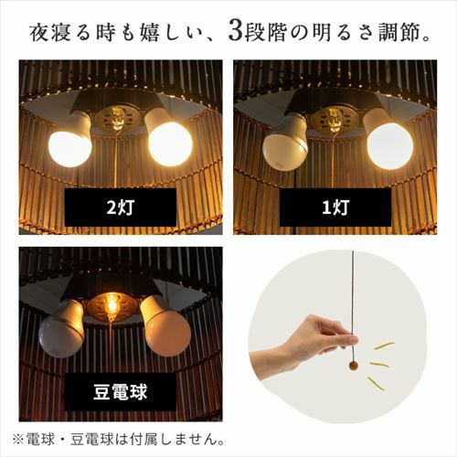 ペンダントライト ボールタイプ 2灯 口金E26 100W バンブー製 LED 対応