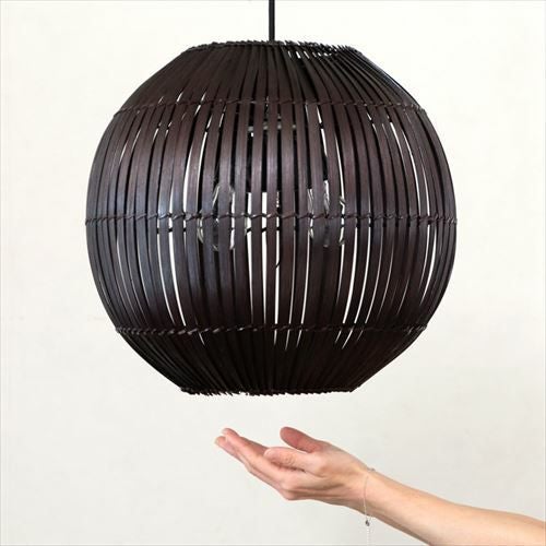 ペンダントライト ボールタイプ 2灯 口金E26 100W バンブー製 LED 対応