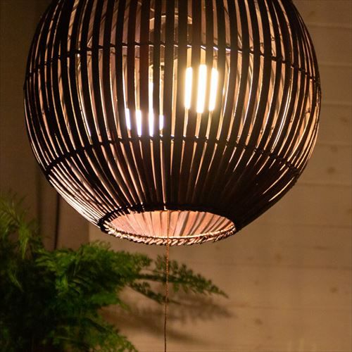 ペンダントライト ボールタイプ 2灯 口金E26 100W バンブー製 LED 対応