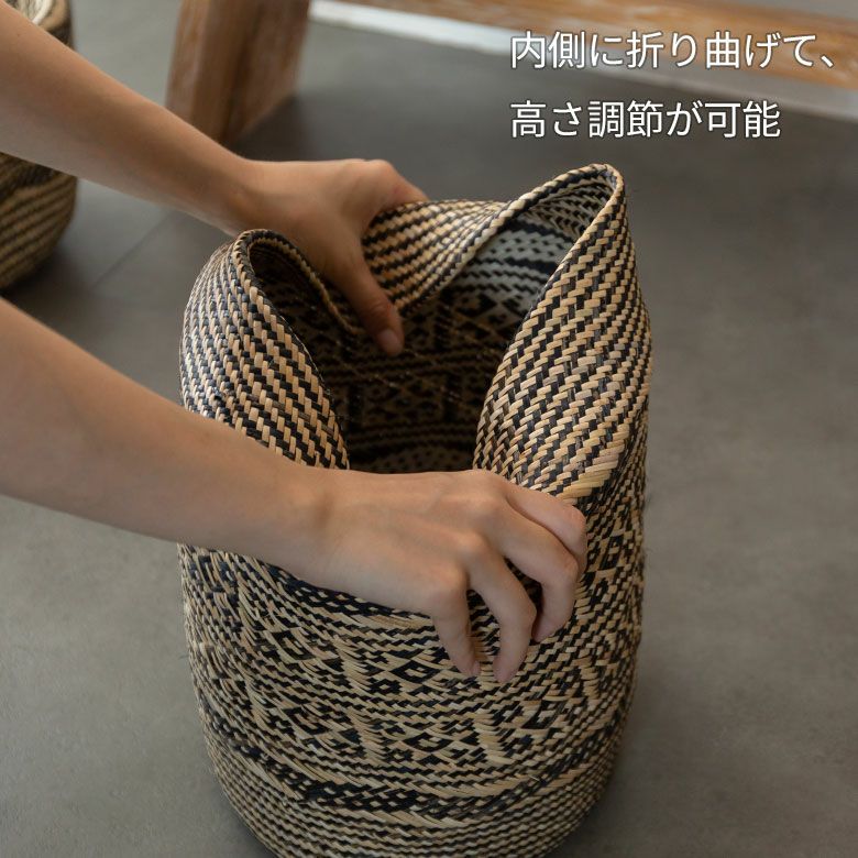 プランターカバー 筒型 ラタン製 深型タイプ M 上径26cm 高さ38cm 鉢