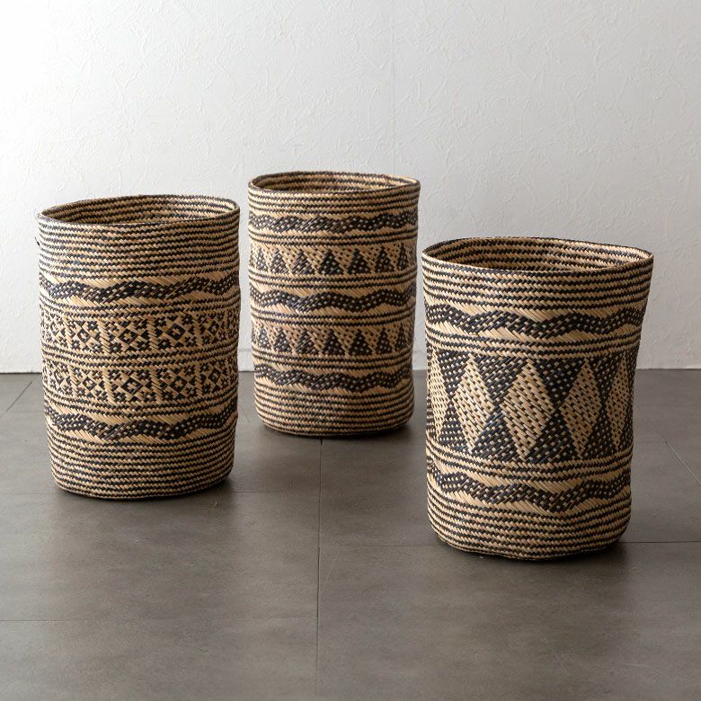 プランターカバー 筒型 ラタン製 深型タイプ M 上径26cm 高さ38cm 鉢