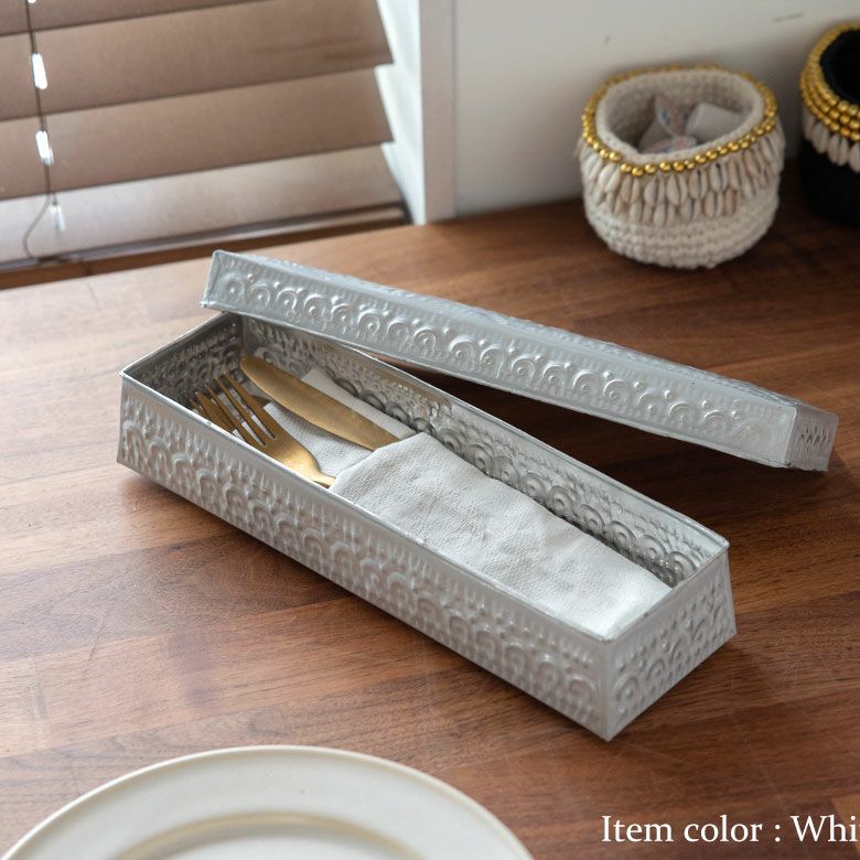 小物入れ 蓋付き ソカシ アルミ製 型押しデコレーション柄 長方形 長さ