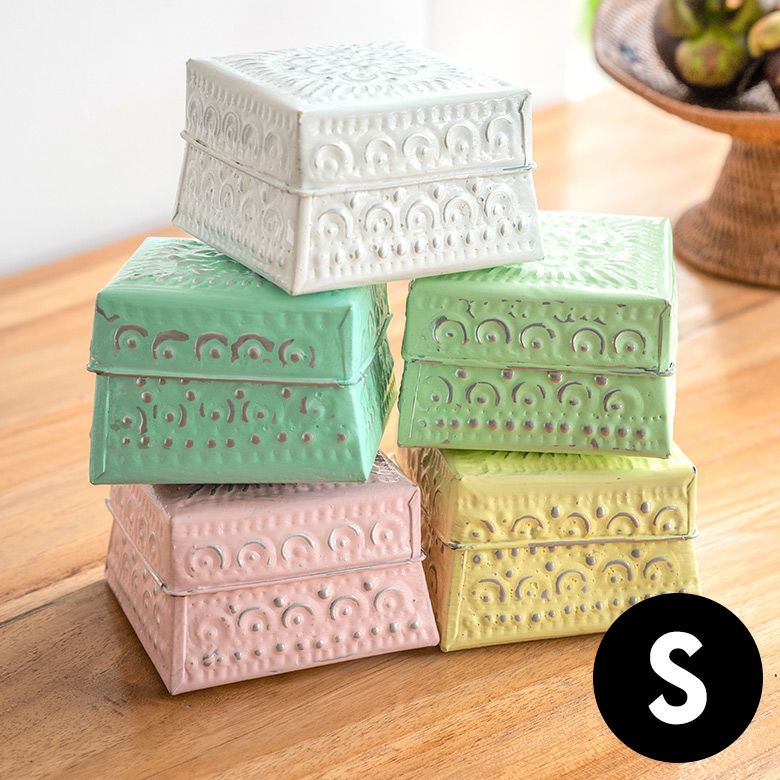 小物入れ 蓋付き 正方形 Sサイズ ソカシ アルミ製 型押し