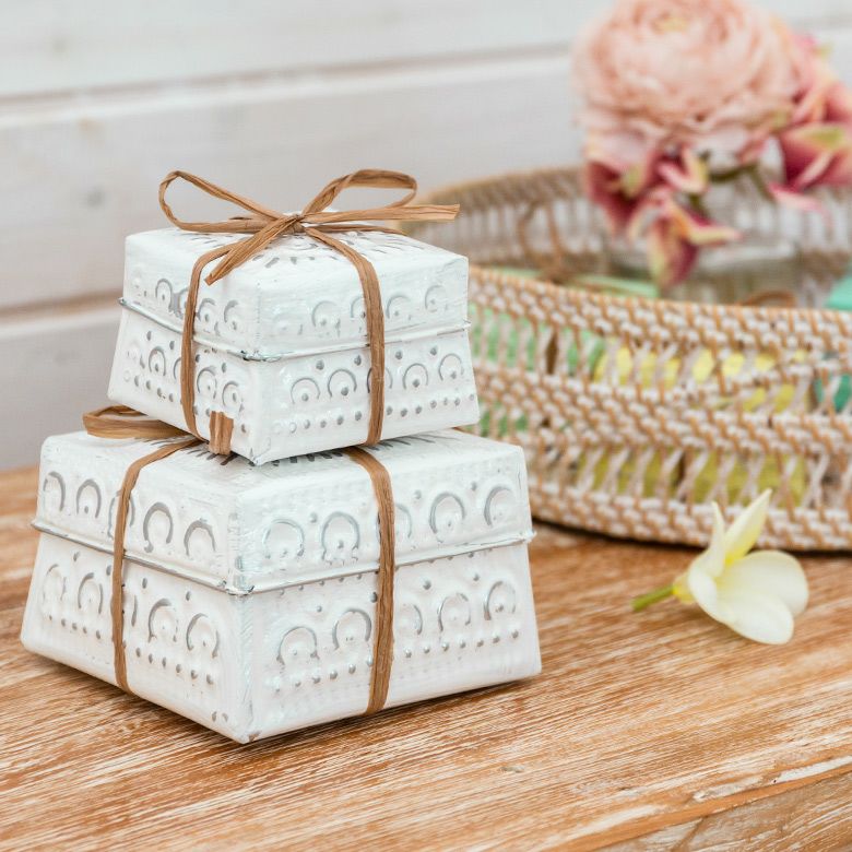 小物入れ 蓋付き 正方形 Sサイズ ソカシ アルミ製 型押し