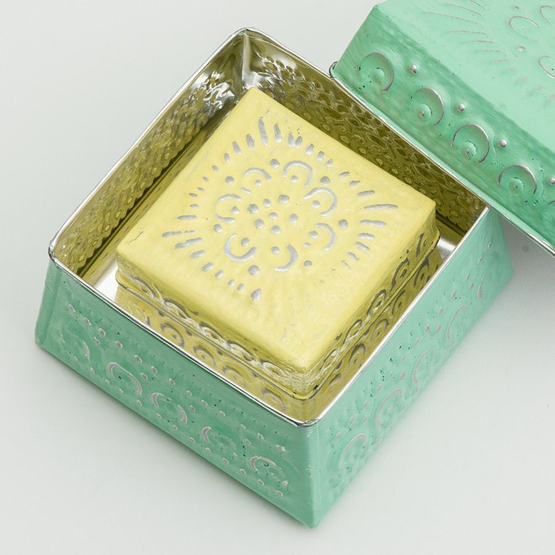 小物入れ 蓋付き 正方形 Sサイズ ソカシ アルミ製 型押し