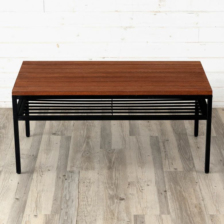 コーヒーテーブル ローテーブル アイアン フレーム テーブル ブラウン