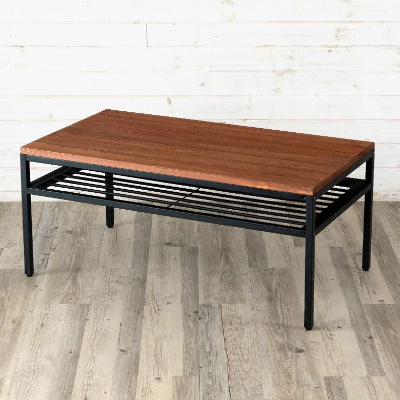 コーヒーテーブル ローテーブル アイアン フレーム テーブル ブラウン