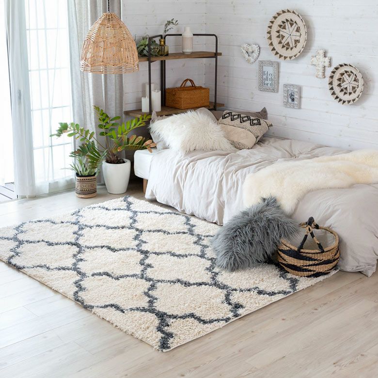 ラグ ラグマット 130×190cm エジプト製 ベニオワレン風 ホワイト