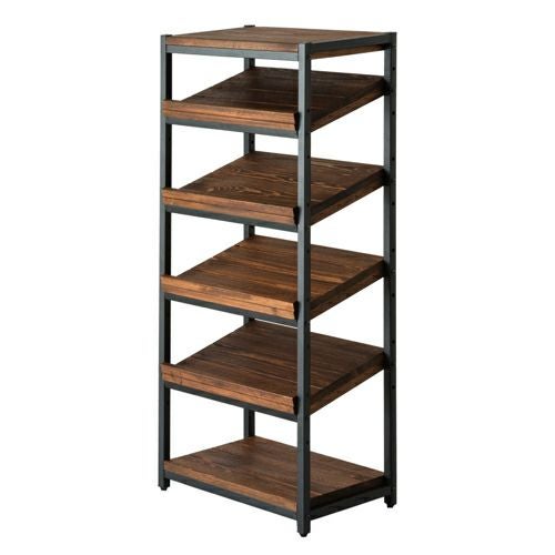 シューズラック 5段 木製 天然木 アイアンフレーム 幅45cm 高さ105cm