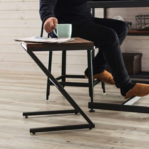 インダストリアルなパイン無垢材サイドテーブル TABAS 約W38×D36×H49cm
