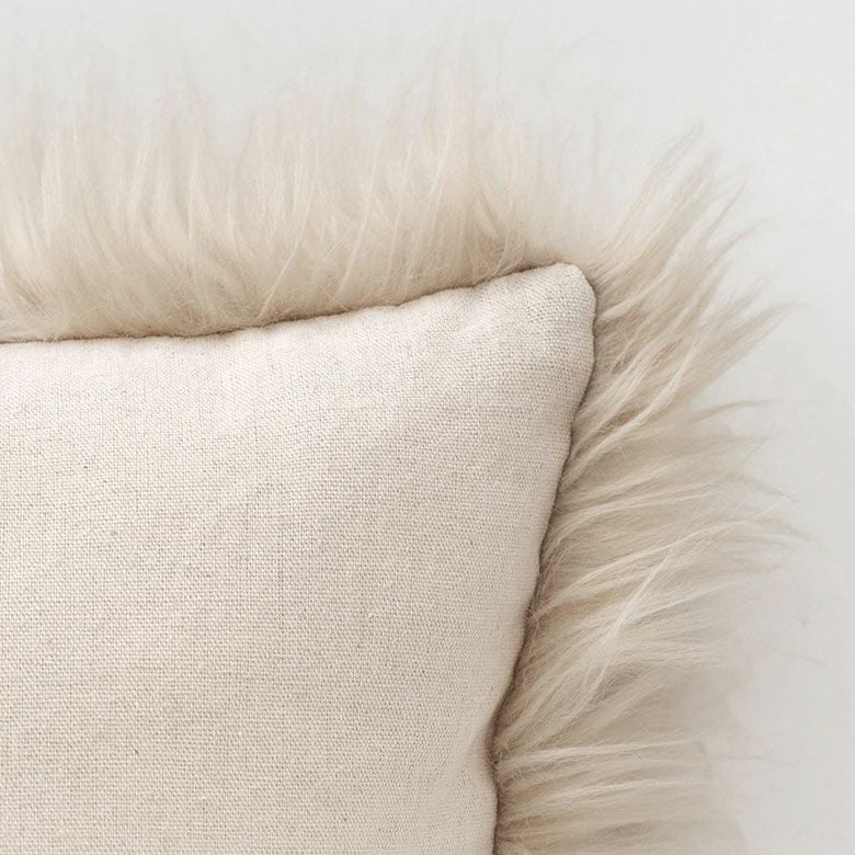 クッションカバー フェイクファー ピンク ベージュ 約45×45cm 正方形