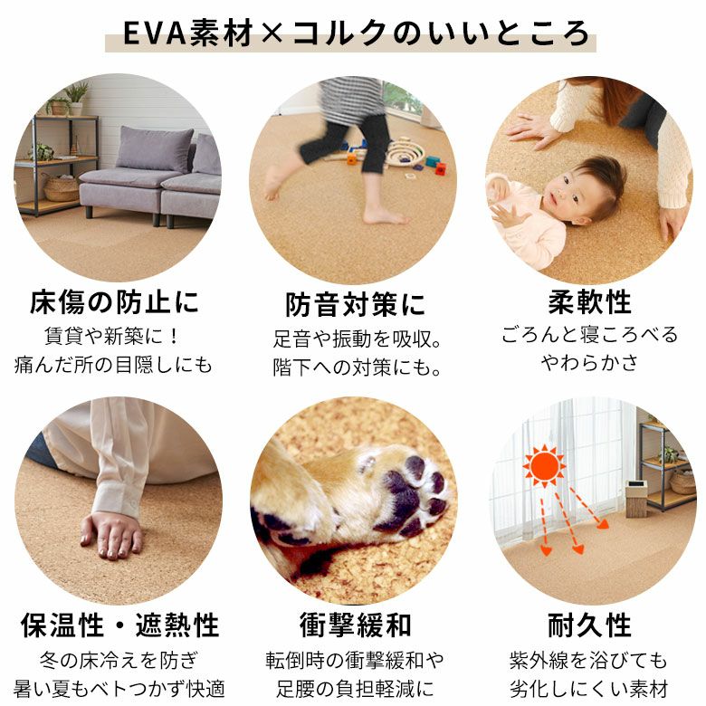クオリアム コルクマット 30cm 4.5畳 簡単設置 足腰に優しい 安心DIY床材