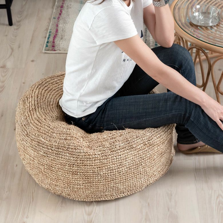 フロアクッション ラフィア 約 W 70 × H 32 クッション 座布団 [13881