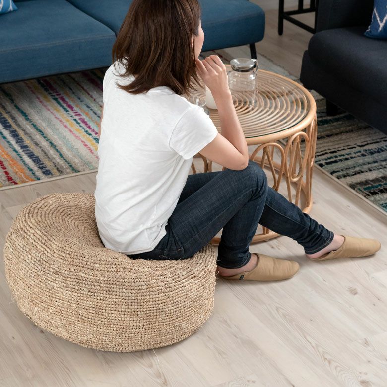 フロアクッション ラフィア 約 W 70 × H 32 クッション 座布団 [13881