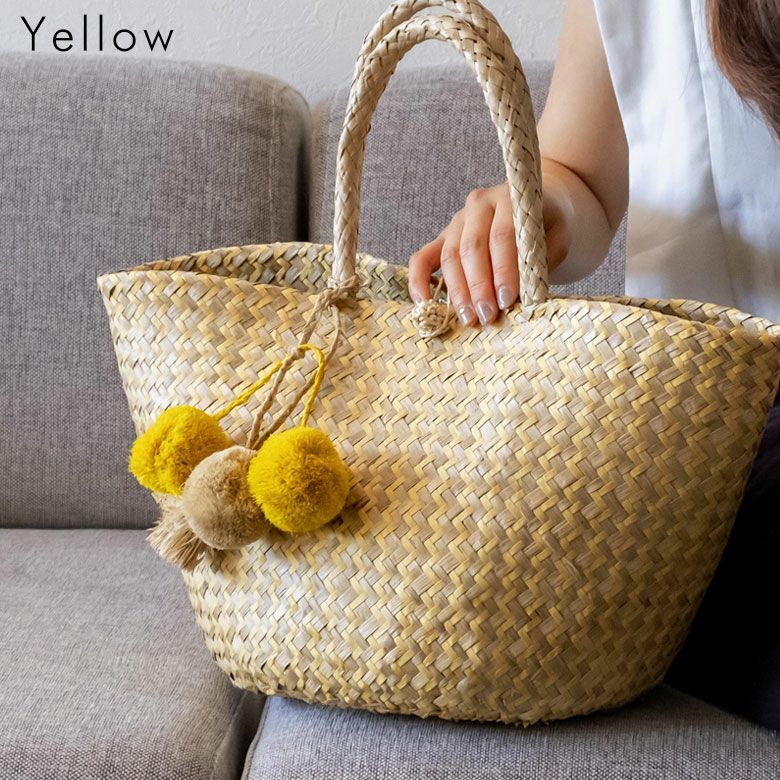 チャーム ポンポン アクセサリー ラフィア製 [13882] 【 バッグ