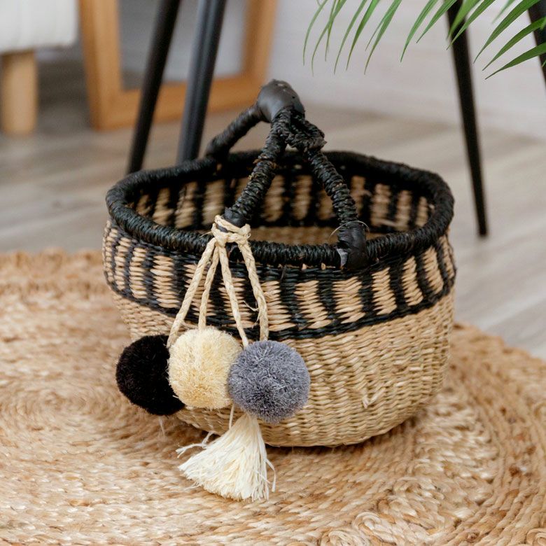 チャーム ポンポン アクセサリー ラフィア製 [13882] 【 バッグ