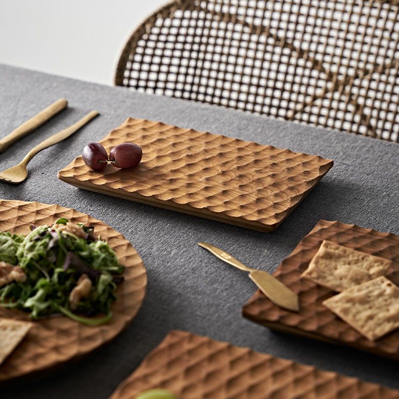 プレート 木製 チーク ウッド 約 W 13 × D 20 × H 1.5 お皿 TEAK