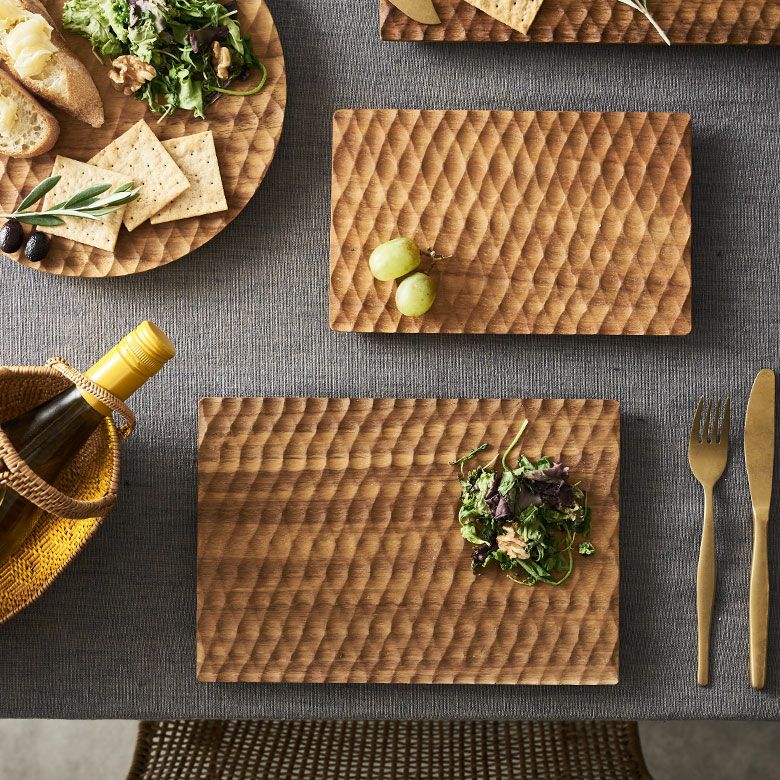 カッティングボード プレート 木製 チーク ウッド 約 W 19 × D 28