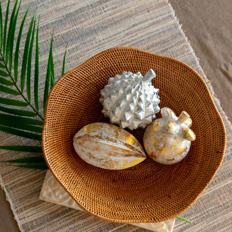 オブジェ ウッド 木製 木彫り 天然木 ドリアン 野菜 シルバー 銀