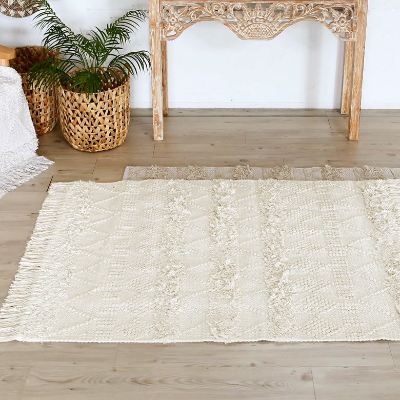 ラグ ラグマット ホワイト ボヘミアン 100×140cm ホワイト