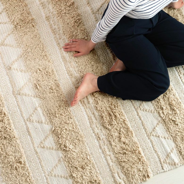 ラグ ラグマット ナチュラル ボヘミアン 140×200cm ホワイト