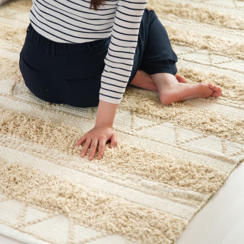 ラグ ラグマット ナチュラル ボヘミアン 140×200cm ホワイト