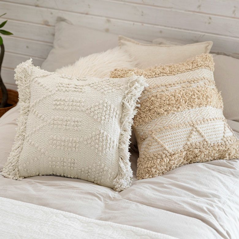 クッションカバー クッション ホワイト ボヘミアン 45×45cm ホワイト