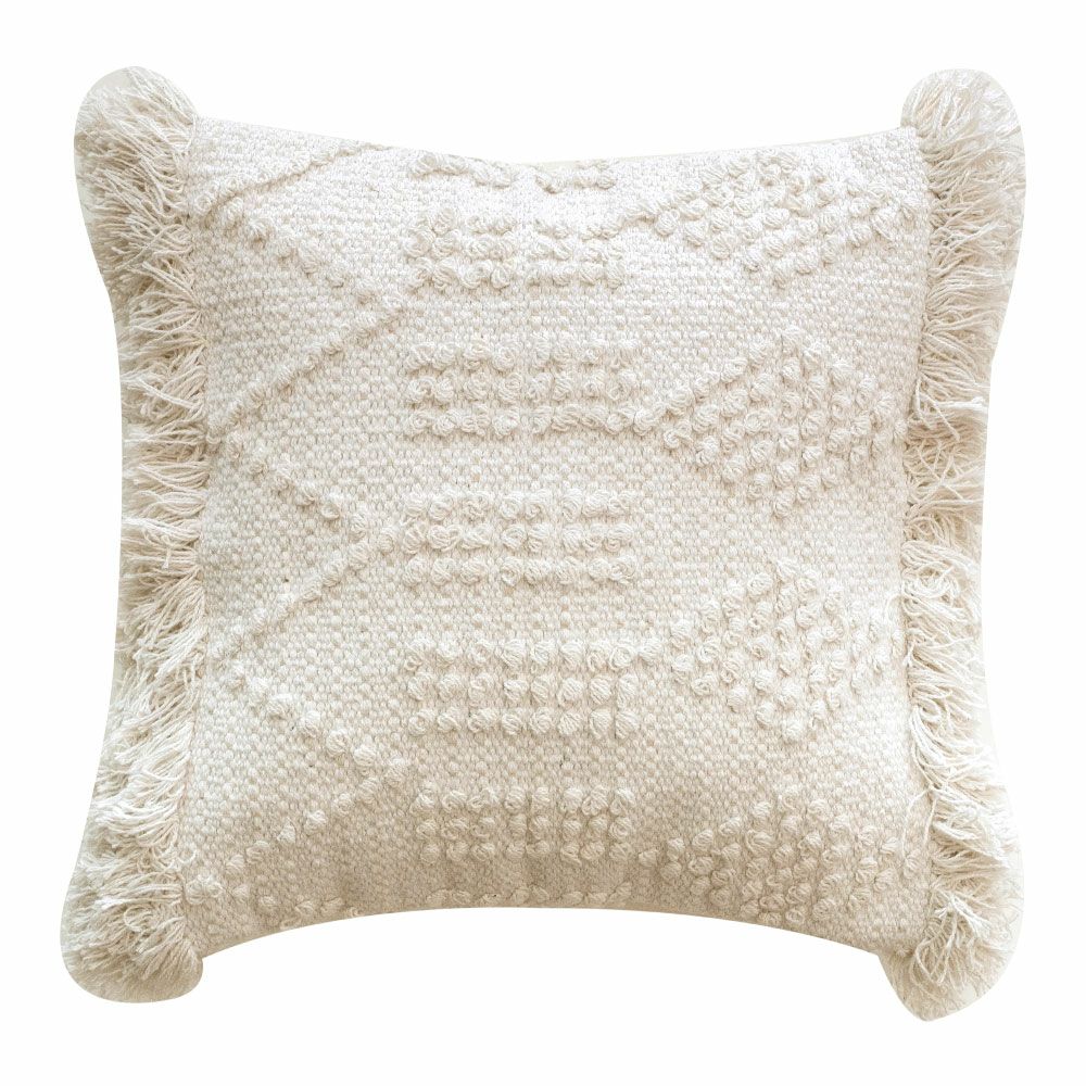 クッションカバー クッション ホワイト ボヘミアン 45×45cm ホワイト