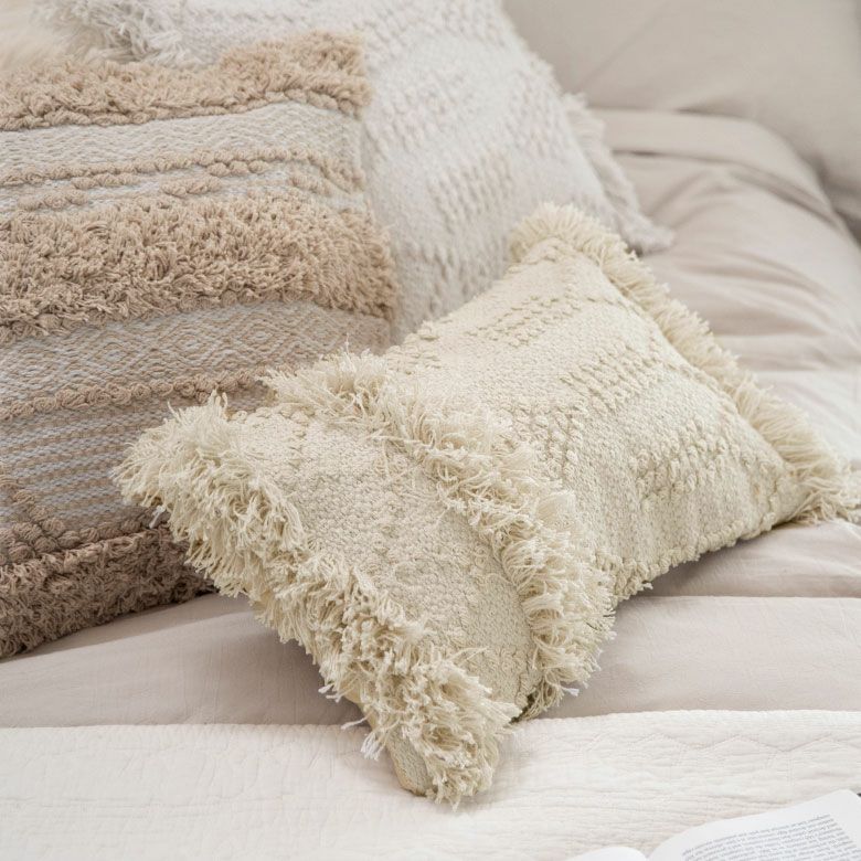 クッションカバー クッション ホワイト ボヘミアン 30×50cm ホワイト